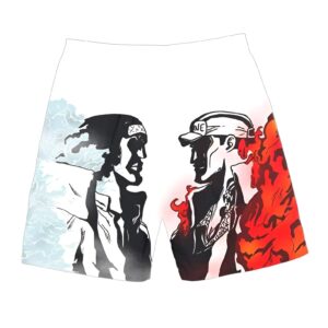 Short de bain homme Aokiji Akainu fibre modale, design motif duel glacé magma