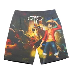 Short de bain One Piece Luffy Ace fibre modale design vibrant