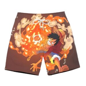 Short de plage impression 3D Red Hawk Luffy One Piece