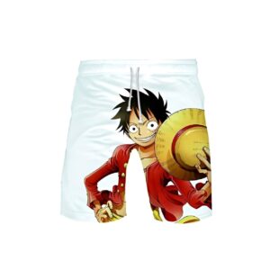 Short de bain Luffy aux couleurs vives, imprimé Monkey D. Luffy, tissu de bain léger