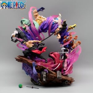 Statuette Zoro Onigashima 24 cm posture dynamique base soignée