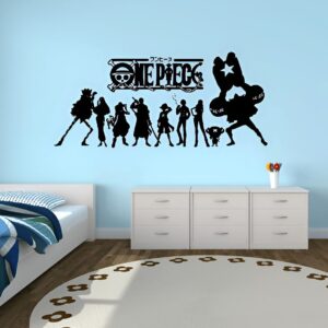 Sticker mural équipage Mugiwara One Piece avec Luffy, Zoro, Nami et compagnons