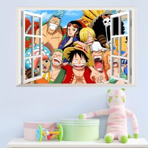 Stickers muraux décoration One Piece avec l'équipage complet du Chapeau de Paille