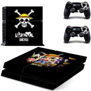 Kit de stickers PS4 One Piece arbor ant le Jolly Roger noir, console et manettes incluses