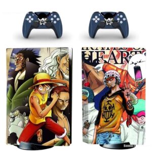 Stickers PS5 Luffy Trafalgar Law Heart Pirates Chapeau Paille Nouveau Monde