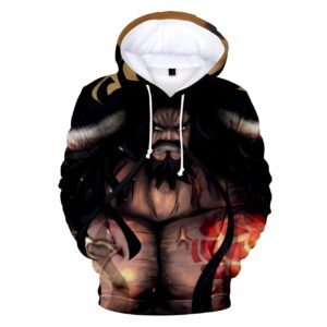 Sweat à capuche noir Kaido Roi des Bêtes design manga One Piece impression haute définition