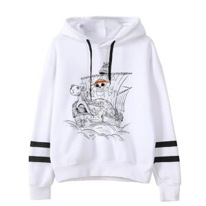 Sweat capuche bateau pirate One Piece motif navire Mugiwara