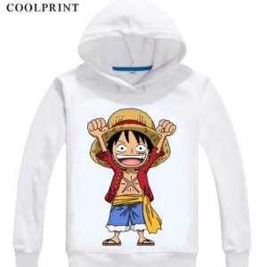 Sweat capuche polyester bebe Luffy bras leves chibi Mugiwara One Piece