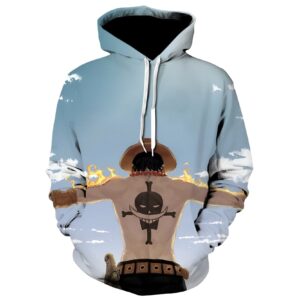 Sweat à capuche One Piece avec impression 3D détaillée de Portgas D. Ace