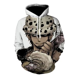 Sweat à capuche Trafalgar Law One Piece design épéiste Heart Pirates