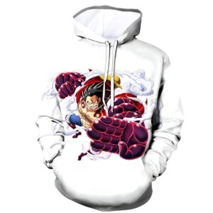 Sweat à capuche Luffy Gear 4 transformation puissance dynamique One Piece