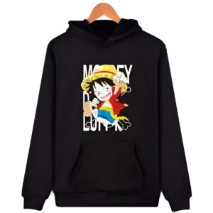 Sweat à capuche design mini manga Luffy One Piece polyester