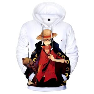 Sweat à capuche Mugiwara avec portrait détaillé de Monkey D. Luffy pour fans de One Piece