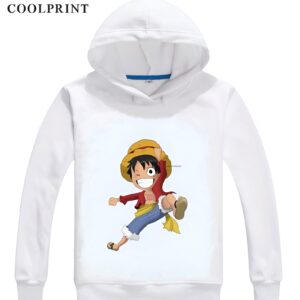 Sweat capuche polyester Luffy souriant joyeux capitaine Mugiwara One Piece
