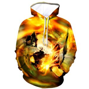 Sweat à capuche One Piece Portgas D. Ace poings ardents design vibrant