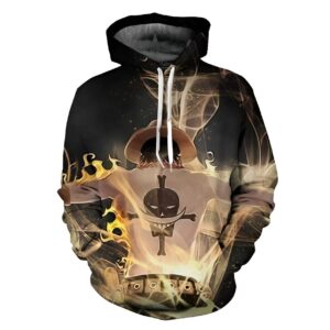 Sweat à capuche Portgas D Ace polyester impression 3D
