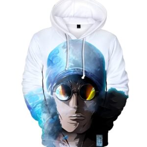 Sweat à capuche avec design artistique Aokiji Kuzan, motifs glacés, impression FLEX, 95% polyester 5% lycra