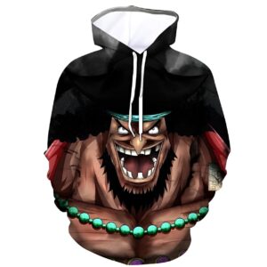 Sweat à capuche avec motif de Barbe Noire et Marshall Teach, impression FLEX colorée, 95% polyester 5% lycra