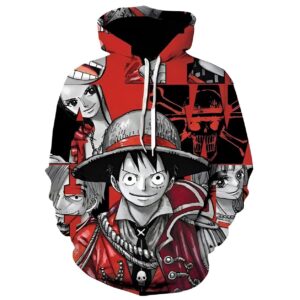 Sweat à capuche One Piece avec design du Roi des Pirates, impression digitale 3D