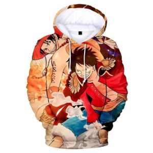 Sweat à capuche Ace, Sabo, Luffy One Piece avec impression 3D