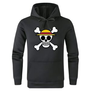Sweat à capuche noir One Piece avec Jolly Roger de Luffy