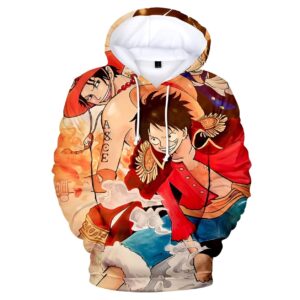 Sweat à capuche avec design Luffy et Ace du manga One Piece