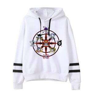 Sweat capuche tetes de mort pirates One Piece motif Jolly Roger