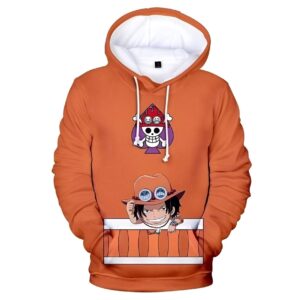 Sweat à capuche One Piece avec design kawaii de Portgas D Ace en impression digitale