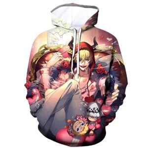 Sweat Rossinante Corazon One Piece noir détaillé