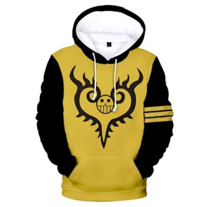 Sweat à capuche jaune Trafalgar Law avec emblème Heart Pirates FLEX