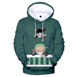 Sweat à capuche Roronoa Zoro avec impression graphique détaillée du sabreur Mugiwara