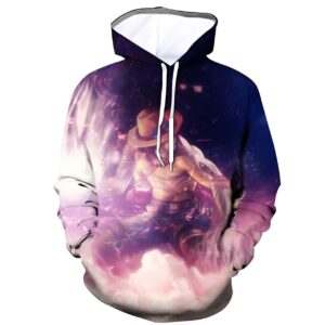 Sweat à capuche Portgas D Ace noir polyester One Piece