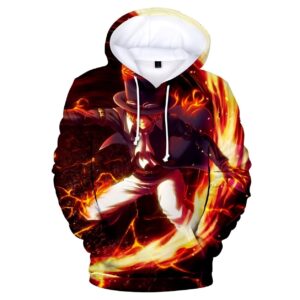Sweat à capuche couleur Mera Mera motif flamboyant Sabo impression FLEX