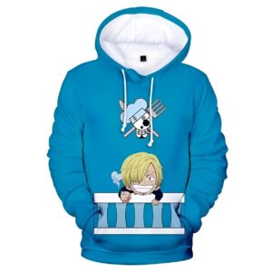 Sweat à capuche Sanji avec impression kawaii adorable du cuisinier bienveillant