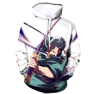 Sweat à capuche One Piece avec design Roronoa Zoro trois sabres, impression FLEX polyester lycra