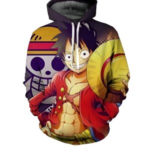 Hoodie Luffy Roi des Pirates polyester impression 3D