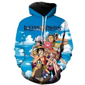 Sweat hoodie équipage Mugiwara avec personnages One Piece