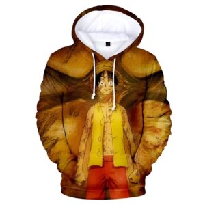 Sweat à capuche gris Monkey D. Luffy design manga One Piece impression FLEX