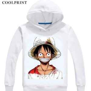 Sweat capuche polyester One Piece avec Chapeau de Paille de Luffy en impression