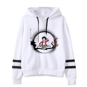 Sweat capuche Luffy assis sur une branche One Piece motif manga