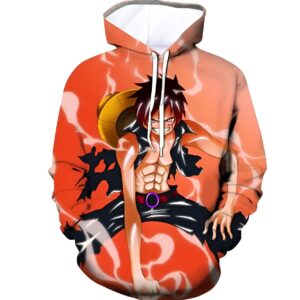 Sweat à capuche pour homme avec motif Luffy Gear 2 inspiré du manga One Piece