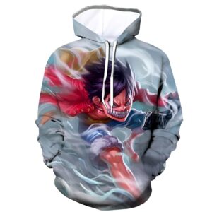 Sweat capuche Luffy Gear 2 polyester lycra impression FLEX