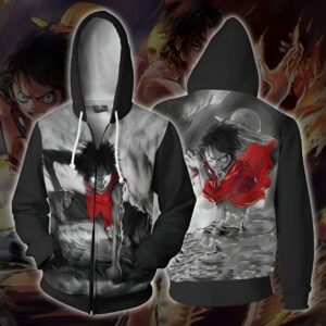 Sweat Luffy Gear 3D impression digitale 3D One Piece, sweat hoodies coton Luffy transformation