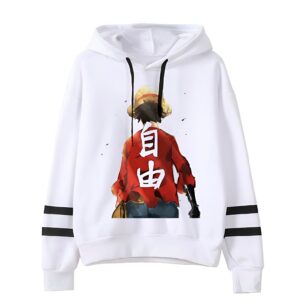 Sweat polyester Luffy de dos chapeau paille Mugiwara capitaine One Piece