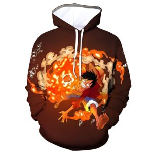 Sweat Luffy Red Hawk attack avec design flamboyant One Piece