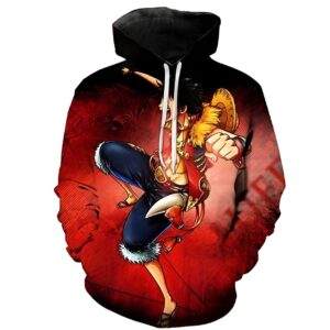 Sweat capuche Luffy futur Roi des Pirates polyester impression 3D