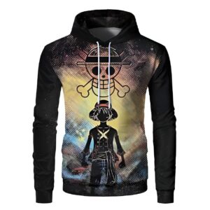 Sweat One Piece Chapeau Paille ombre style manga impression 3D symbole Mugiwara