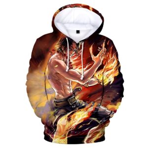 Sweat à capuche Ace Poings de Feu design One Piece manga