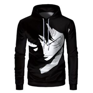 Sweat Dark Luffy à capuche impression haute définition 3D, transformation