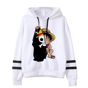 Sweat polyester Luffy avec drapeau pirate Jolly Roger Mugiwara One Piece